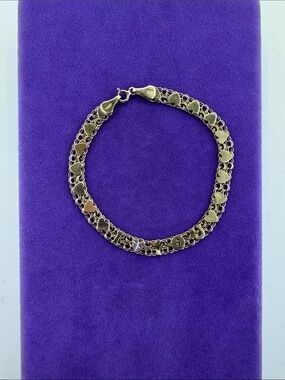 💛 Vintage 10k Gold “I Love You” Heart Link Bracelet | White Gold Heart